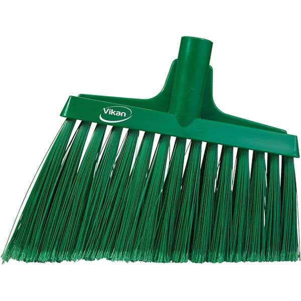 Vikan - 11-1/2" Wide, Green Polyester Bristles, Angled Broom - Flagged, Water Resistant - Strong Tooling