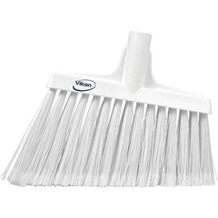 Vikan - 11-1/2" Wide, White Polyester Bristles, Angled Broom - Flagged, Water Resistant - Strong Tooling