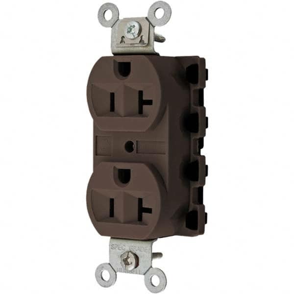 Hubbell Wiring Device-Kellems - 125V 20A NEMA 5-20R Specification Grade Brown Straight Blade Duplex Receptacle - Strong Tooling