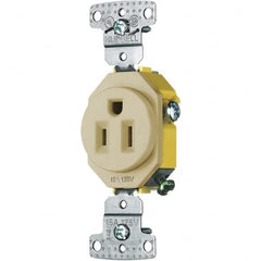 Hubbell Wiring Device-Kellems - 125V 15A NEMA 5-15R Residential Grade Ivory Straight Blade Single Receptacle - Strong Tooling