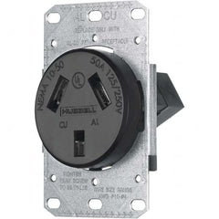 Hubbell Wiring Device-Kellems - 125/250 VAC 50A NEMA 10-50R Residential Grade Black Straight Blade Single Receptacle - Strong Tooling