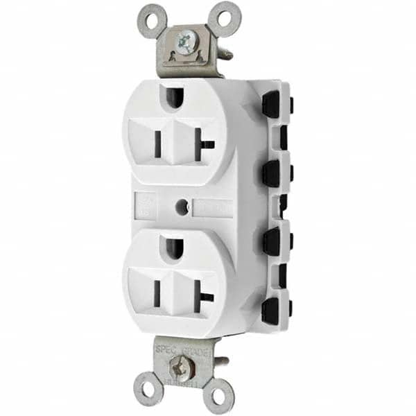 Hubbell Wiring Device-Kellems - 125V 20A NEMA 5-20R Specification Grade White Straight Blade Duplex Receptacle - Strong Tooling