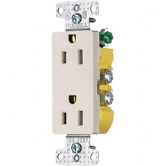 Hubbell Wiring Device-Kellems - 125V 15A NEMA 5-15R Residential Grade Light Almond Straight Blade Duplex Receptacle - Strong Tooling