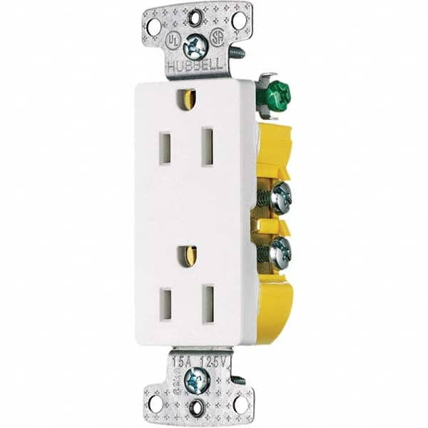 Hubbell Wiring Device-Kellems - 125V 15A NEMA 5-15R Residential Grade White Straight Blade Duplex Receptacle - Strong Tooling