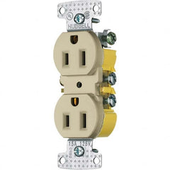 Hubbell Wiring Device-Kellems - 125V 15A NEMA 5-15R Residential Grade Ivory Straight Blade Duplex Receptacle - Strong Tooling