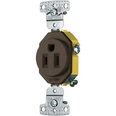 Hubbell Wiring Device-Kellems - 125V 15A NEMA 5-15R Residential Grade Brown Straight Blade Single Receptacle - Strong Tooling