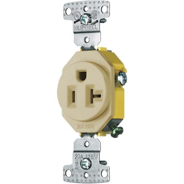 Hubbell Wiring Device-Kellems - 125V 20A NEMA 5-20R Residential Grade Ivory Straight Blade Single Receptacle - Strong Tooling