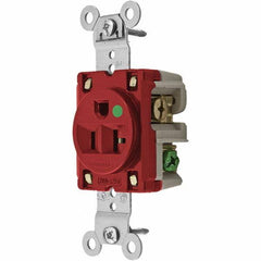 Hubbell Wiring Device-Kellems - 125V 20A NEMA 5-20R Hospital Grade Red Straight Blade Single Receptacle - Strong Tooling