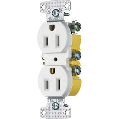 Hubbell Wiring Device-Kellems - 125V 15A NEMA 5-15R Residential Grade White Straight Blade Duplex Receptacle - Strong Tooling