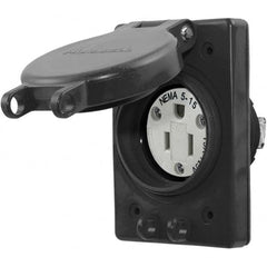 Hubbell Wiring Device-Kellems - 125V 15A NEMA 5-15R Industrial Grade Black Straight Blade Single Receptacle - Strong Tooling