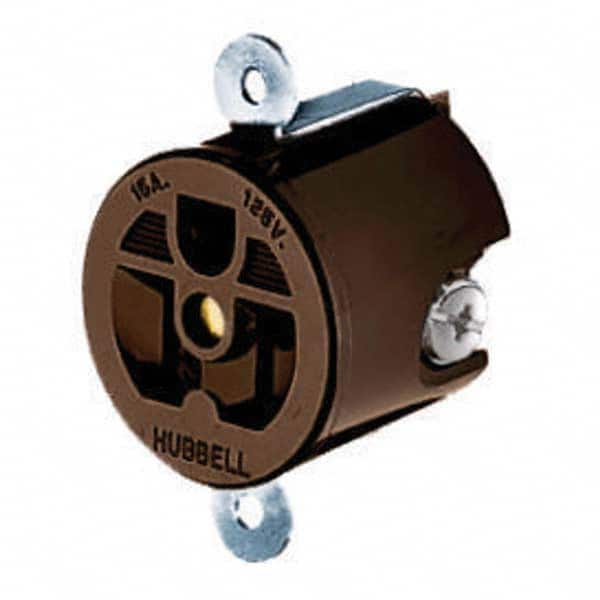 Hubbell Wiring Device-Kellems - 125V 15A NEMA 5-15R Industrial Grade Brown Straight Blade Single Receptacle - Strong Tooling