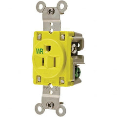 Hubbell Wiring Device-Kellems - 125V 15A NEMA 5-15R Industrial Grade Yellow Straight Blade Single Receptacle - Strong Tooling