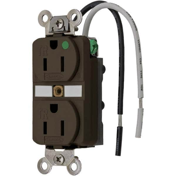 Hubbell Wiring Device-Kellems - 125V 15A NEMA 5-15R Hospital Grade Brown Straight Blade Duplex Receptacle - Strong Tooling