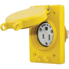 Hubbell Wiring Device-Kellems - 125V 15A NEMA 5-15R Industrial Grade Yellow Straight Blade Single Receptacle - Strong Tooling