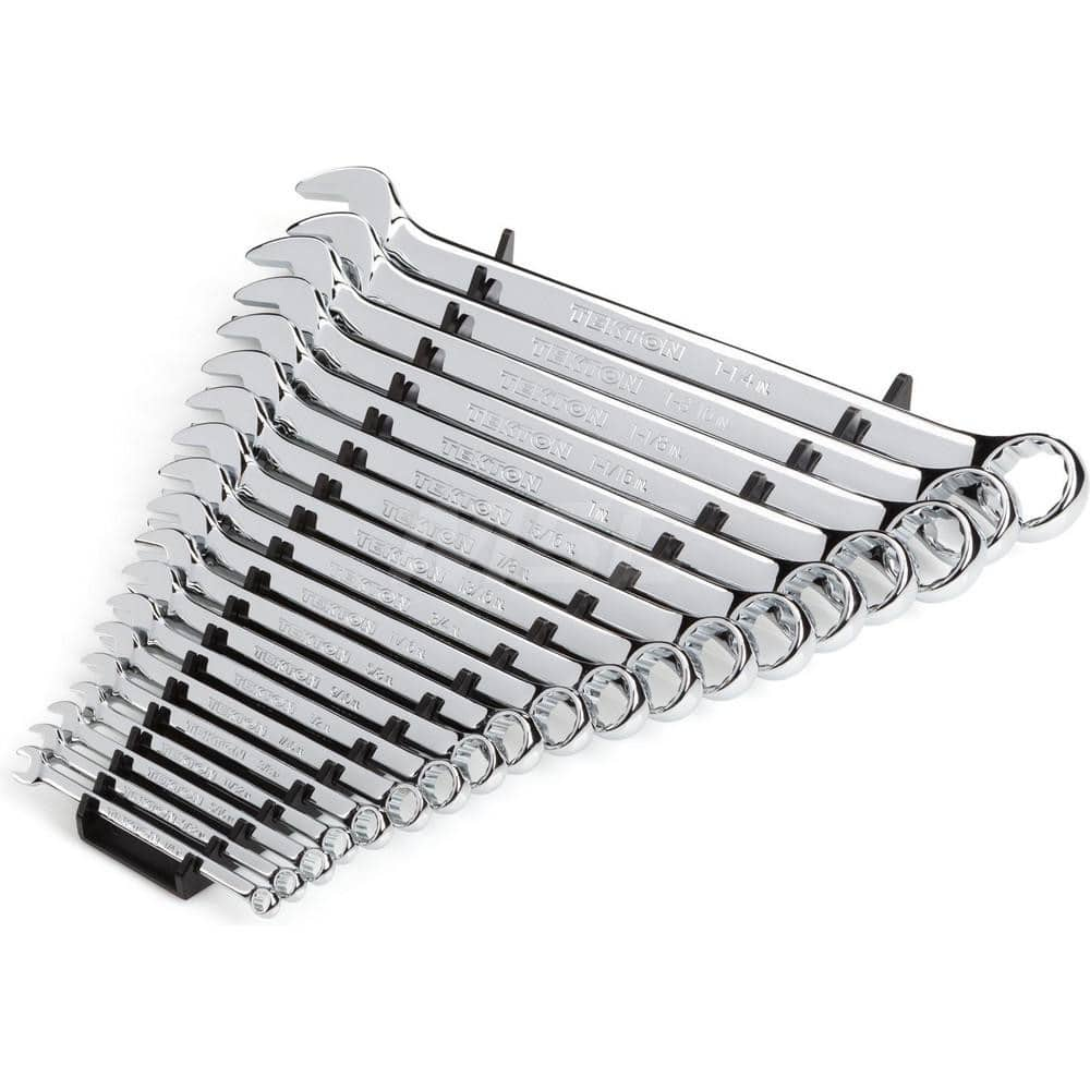 Wrench Set: 19 Pc, Inch Chrome-Plated