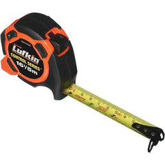 Lufkin - 16' x 3/4" Yellow Steel Blade Tape Measure - 1/8" Graduation, Inch/Metric Graduation Style, Orange/Black ABS Plastic Case - Strong Tooling