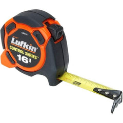 Lufkin - 16' x 3/4" Yellow Steel Blade Tape Measure - 1/8" Graduation, Inch Graduation Style, Orange/Black ABS Plastic Case - Strong Tooling