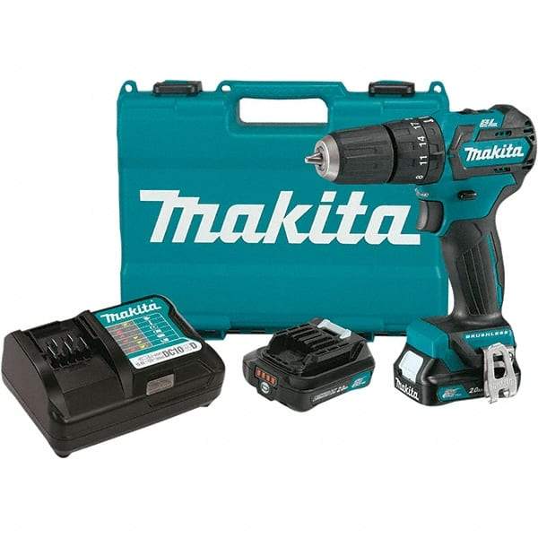 Makita - 12 Volt 3/8" Keyless Chuck Cordless Hammer Drill - 0 to 22,500 BPM, 0 to 1,500 RPM, Reversible - Strong Tooling