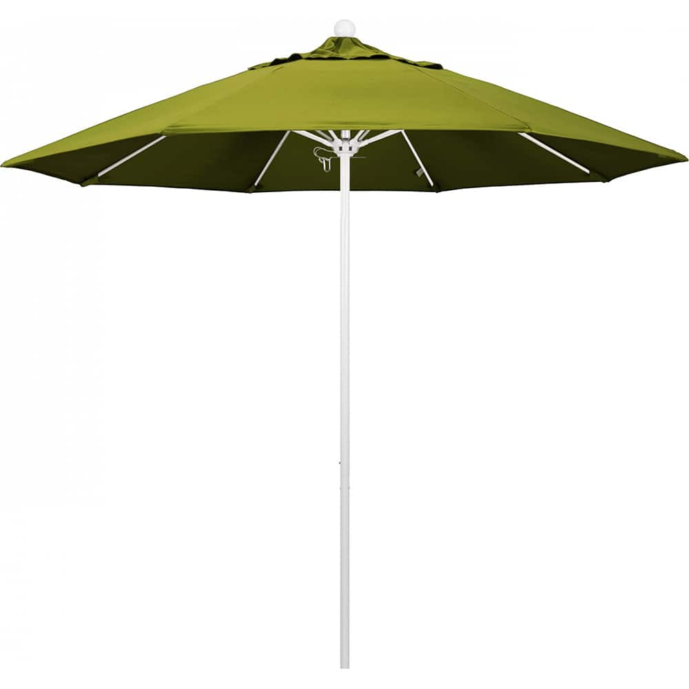 California Umbrella - Patio Umbrellas; Umbrella Diameter (Inch): 108 ; Height (Feet): 8.583 ; Fabric Color: Kiwi ; Base Included: No ; Frame Material: Aluminum ; Frame Color: White - Exact Industrial Supply