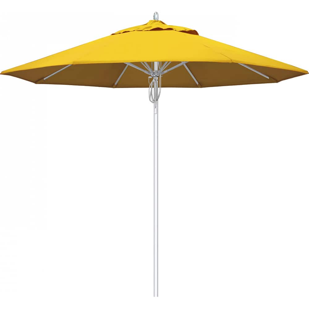 California Umbrella - Patio Umbrellas; Umbrella Diameter (Inch): 90 ; Height (Feet): 9.000 ; Fabric Color: Sunflower Yellow ; Base Included: No ; Frame Material: Aluminum ; Frame Color: Silver - Exact Industrial Supply