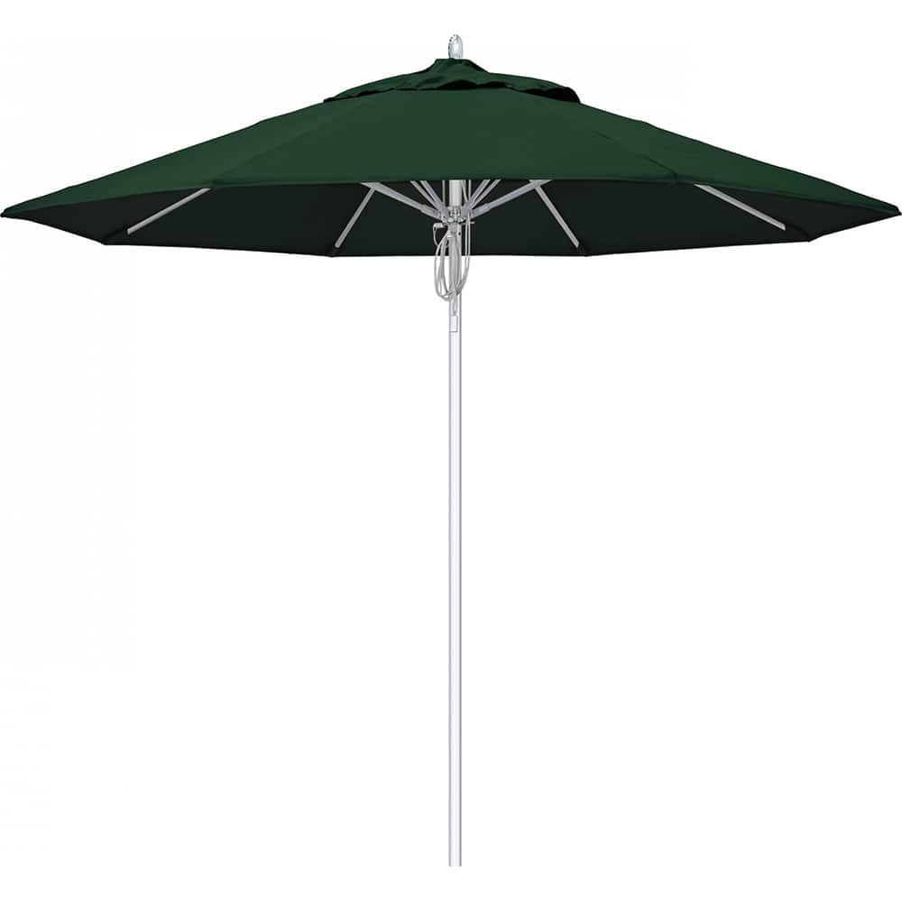 California Umbrella - Patio Umbrellas; Umbrella Diameter (Inch): 90 ; Height (Feet): 9.000 ; Fabric Color: Forest Green ; Base Included: No ; Frame Material: Aluminum ; Frame Color: Silver - Exact Industrial Supply