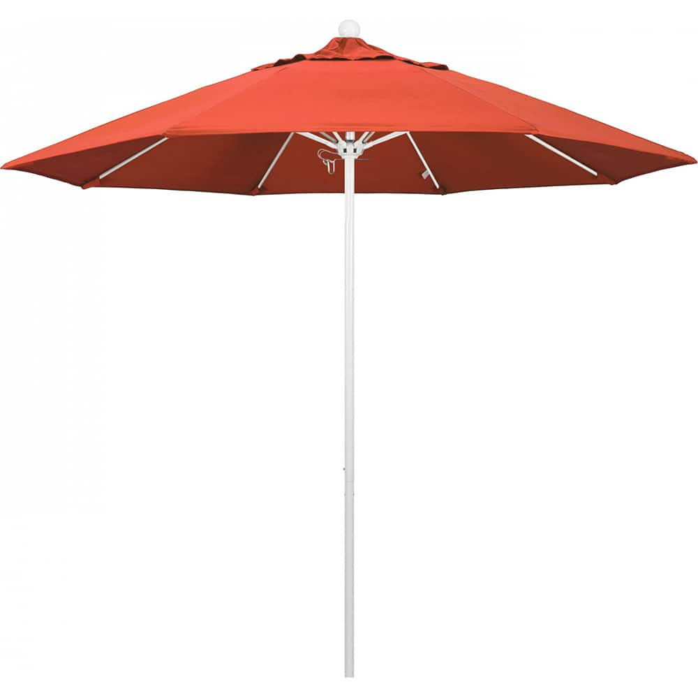 California Umbrella - Patio Umbrellas; Umbrella Diameter (Inch): 108 ; Height (Feet): 8.583 ; Fabric Color: Sunset ; Base Included: No ; Frame Material: Aluminum ; Frame Color: White - Exact Industrial Supply