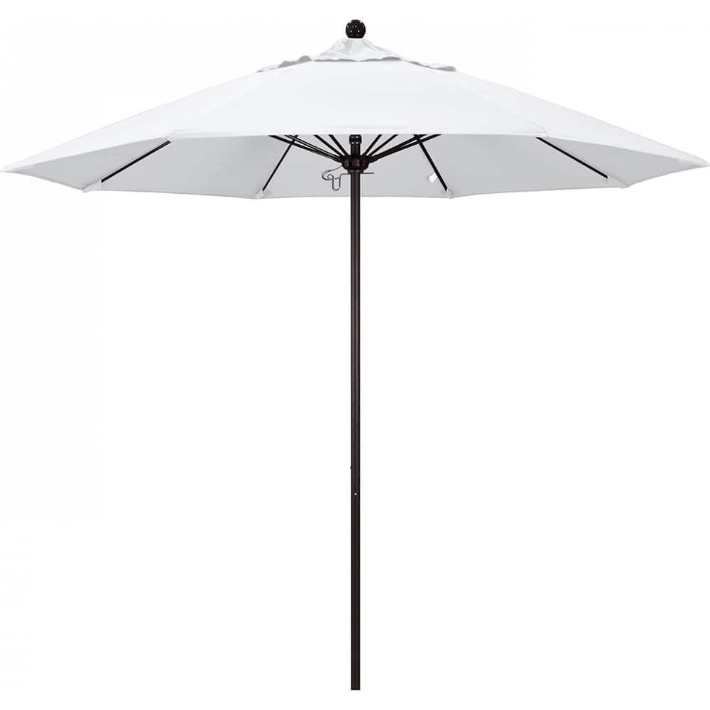 California Umbrella - Patio Umbrellas; Umbrella Diameter (Inch): 108 ; Height (Feet): 8.583 ; Fabric Color: White ; Base Included: No ; Frame Material: Aluminum ; Frame Color: Bronze - Exact Industrial Supply