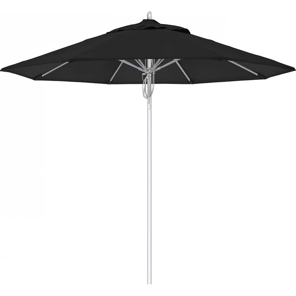 California Umbrella - Patio Umbrellas; Umbrella Diameter (Inch): 108 ; Height (Feet): 8.666 ; Fabric Color: Black ; Base Included: No ; Frame Material: Aluminum ; Frame Color: Silver - Exact Industrial Supply