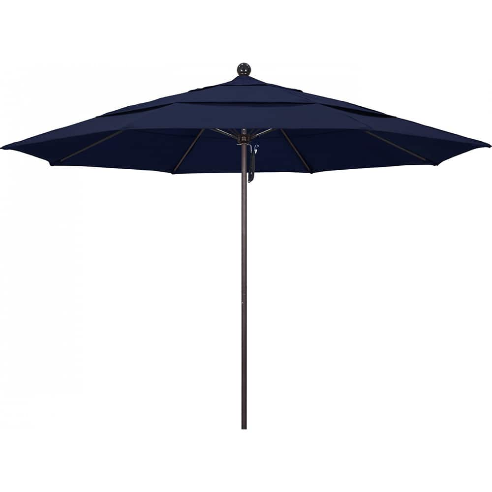 California Umbrella - Patio Umbrellas; Umbrella Diameter (Inch): 132 ; Height (Feet): 8.916 ; Fabric Color: Navy Blue ; Base Included: No ; Frame Material: Aluminum ; Frame Color: Bronze - Exact Industrial Supply