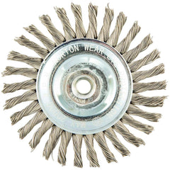 Norton - 4" OD, M10 Arbor Hole, Stringer Bead Twist Knot Stainless Steel Wheel Brush - Strong Tooling