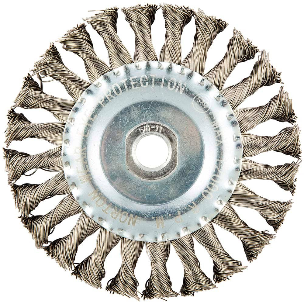 Norton - 5" OD, 5/8-11 Arbor Hole, Stringer Bead Stainless Steel Wheel Brush - Strong Tooling