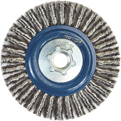 Norton - 4" OD, 5/8-11 Arbor Hole, Stringer Bead Twist Knot Stainless Steel Wheel Brush - Strong Tooling