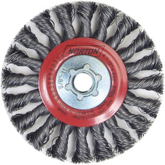 Norton - 4-1/2" OD, 5/8-11 Arbor Hole, Knotted Carbon Wheel Brush - Strong Tooling