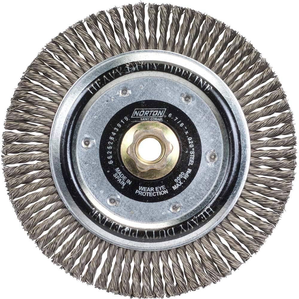 Norton - 6-7/8" OD, 5/8-11 Arbor Hole, Stringer Bead Carbon Wheel Brush - Strong Tooling