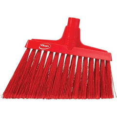 Vikan - 11-1/2" Wide, Red Polyester Bristles, Angled Broom - Flagged, Water Resistant - Strong Tooling