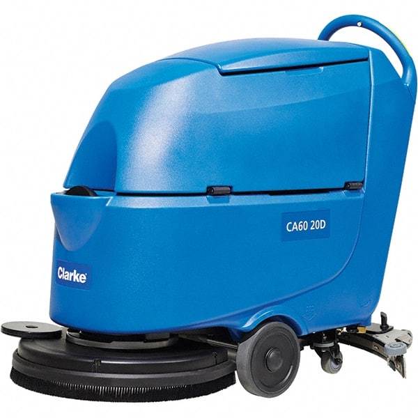 Clarke - 20" Cleaning Width, Battery Powered Walk Behind & Floor Scrubber - 0.6 hp, 150 RPM, 47" Water Lift, 16 Gal Tank Capacity, Series CA60 - Strong Tooling