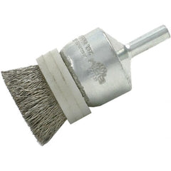 Brush Research Mfg. - 1/2" Brush Diam, Crimped, End Brush - 1/4" Diam Steel Shank, 20,000 Max RPM - Strong Tooling