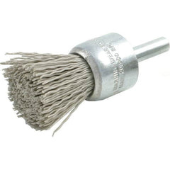 Brush Research Mfg. - 320 Grit, 1/2" Brush Diam, Crimped, End Brush - Medium Grade, 1/4" Diam Steel Shank, 20,000 Max RPM - Strong Tooling