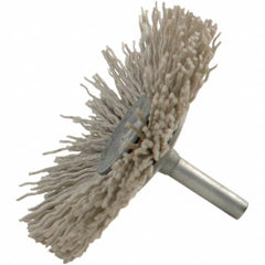 Brush Research Mfg. - 120 Grit, 1-1/2" Brush Diam, Crimped, Flared End Brush - Medium Grade, 1/4" Diam Steel Shank, 2,500 Max RPM - Strong Tooling