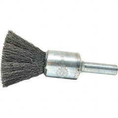 Brush Research Mfg. - 1/2" Brush Diam, Crimped, End Brush - 1/4" Diam Steel Shank, 20,000 Max RPM - Strong Tooling