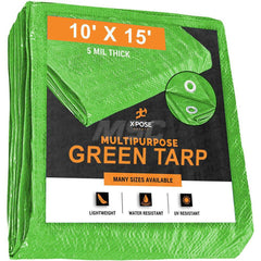 Tarp/Dust Cover: Green, Rectangle, Polyethylene, 15' Long x 10' Wide, 5 mil Polyethylene, Rectangle