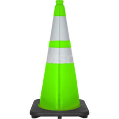 Green Traffic Cone with Base &  Reflective Bands PVC Cone, Recycled PVC Base