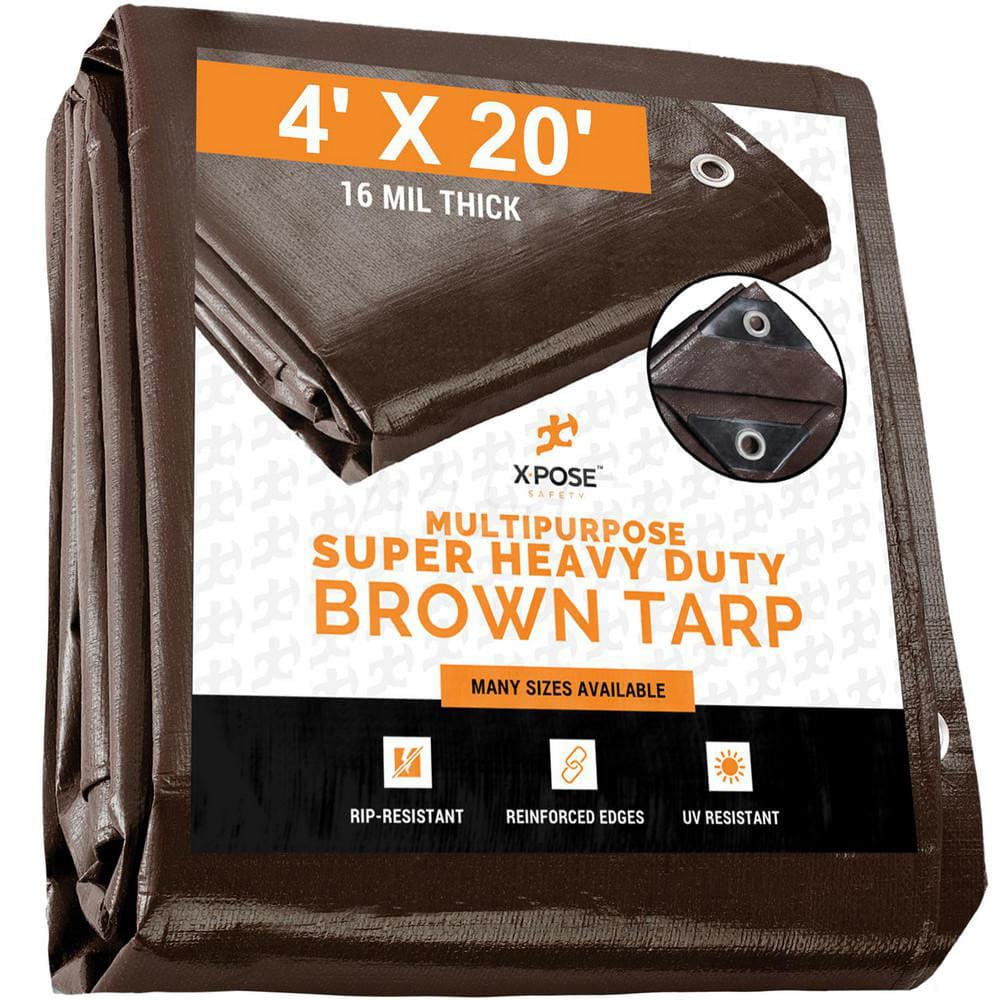 Tarp/Dust Cover: Brown, Rectangle, Polyethylene, 20' Long x 4' Wide, 16 mil Polyethylene, Rectangle