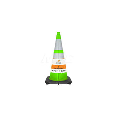 Green Traffic Cone with Base &  Reflective Bands PVC Cone, Recycled PVC Base