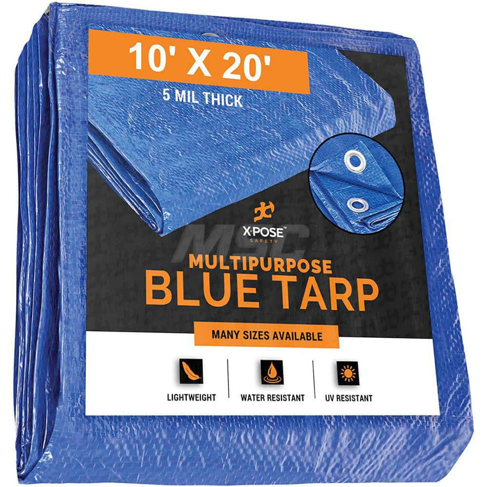 Tarp/Dust Cover: Blue, Rectangle, Polyethylene, 20' Long x 10' Wide, 5 mil Polyethylene, Rectangle