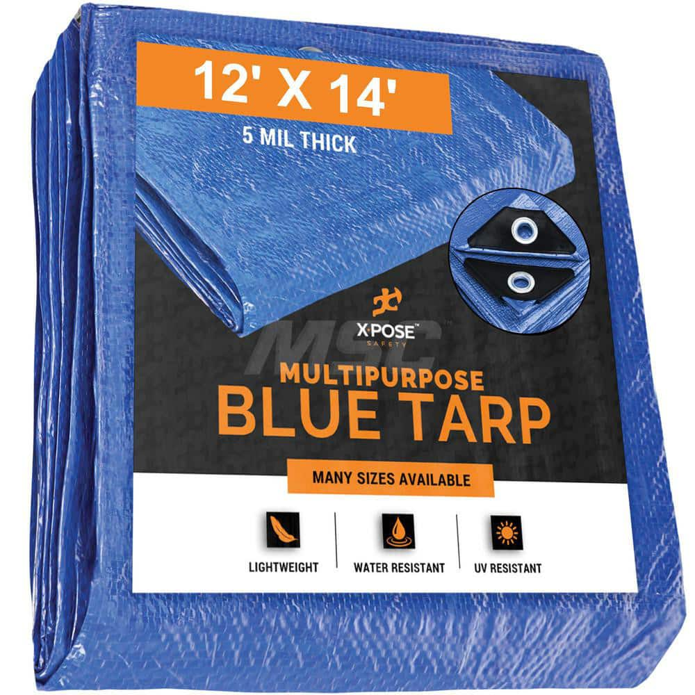 Tarp/Dust Cover: Blue, Rectangle, Polyethylene, 14' Long x 12' Wide, 5 mil Polyethylene, Rectangle