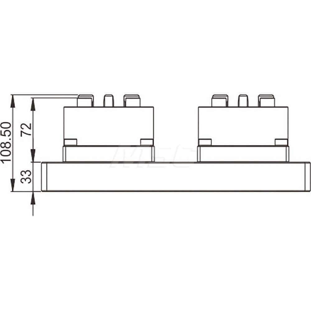 EDM Chucks; Chuck Size: 300mm x 102mm x 108.5mm; System Compatibility: Macro; System 3R; Actuation Type: Pneumatic; Material: Stainless Steel; CNC Base: Yes; EDM Base: No; Clamping Force (N): 10000.00; Series/List: RHS Macro