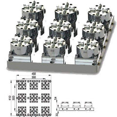 EDM Chucks; Chuck Size: 450mm x 410mm x 87mm; System Compatibility: Erowa ITS; Actuation Type: Pneumatic; Material: Stainless Steel; CNC Base: Yes; EDM Base: No; Clamping Force (N): 10000.00; Series/List: RHS ITS