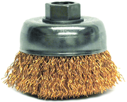 3" Crimped Wire Cup Brush - .020 Bronze; 5/8-11 A.H. - Non-Sparking Wire Wheel - Strong Tooling