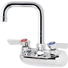 Industrial & Laundry Faucets; Type: Center Double Bend Spout Faucet; Style: Wall Mount; Design: Wall Mount; Handle Type: Lever; Spout Type: Double Bend; Mounting Centers: 4; Spout Size: 4-1/2; Finish/Coating: Chrome Plated; Type: Center Double Bend Spout